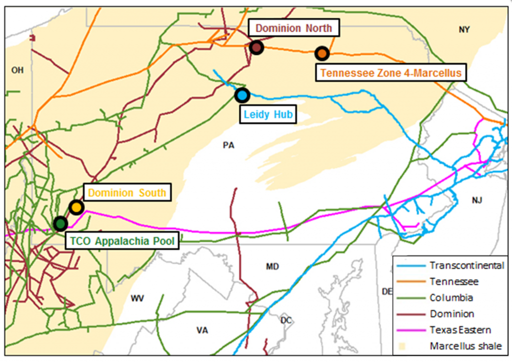Marcellus Shale Natural Gas Pipelines and Market Hubs